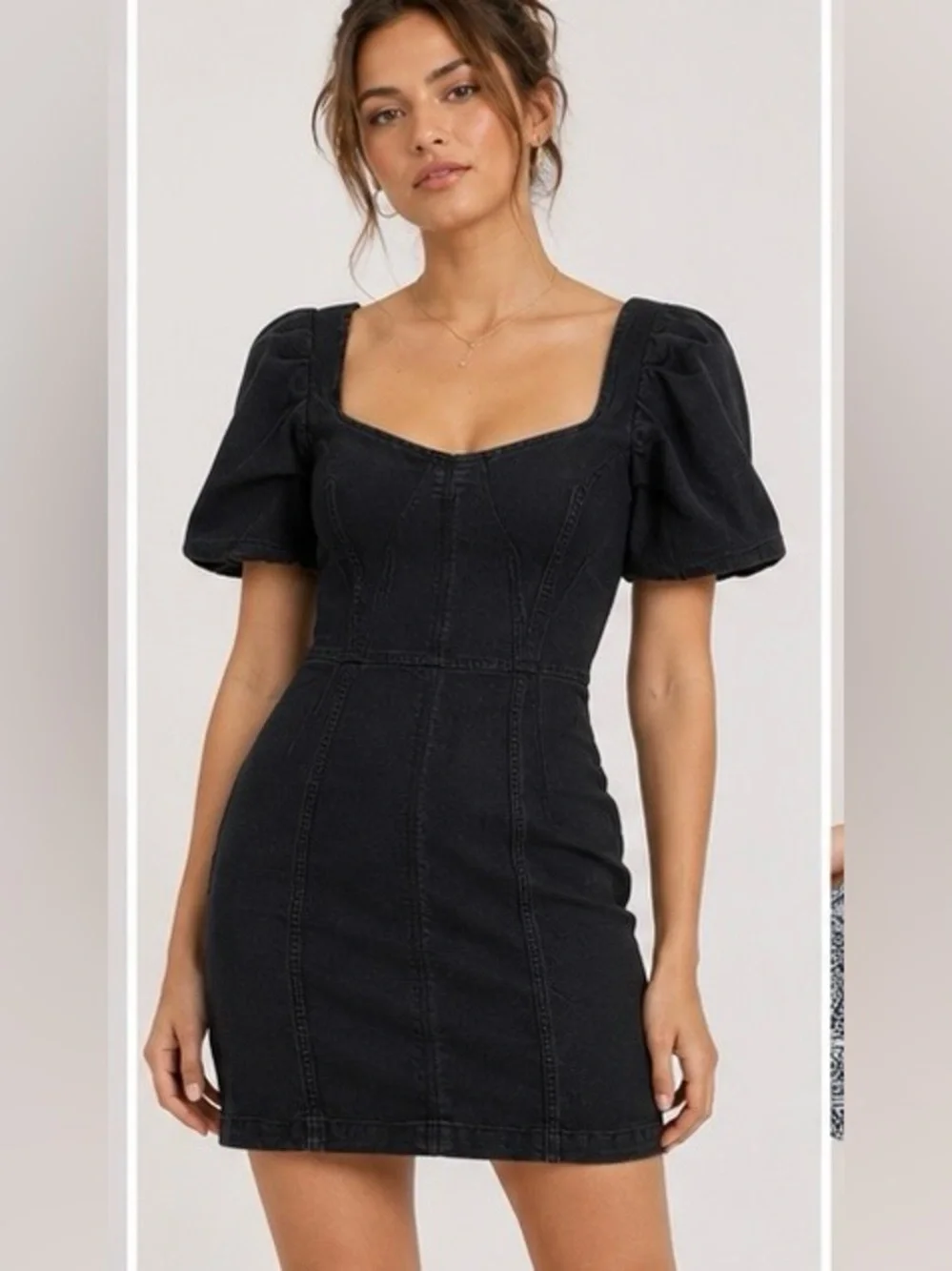 black dress gold heels L'AGENCE Ida Dress In Black